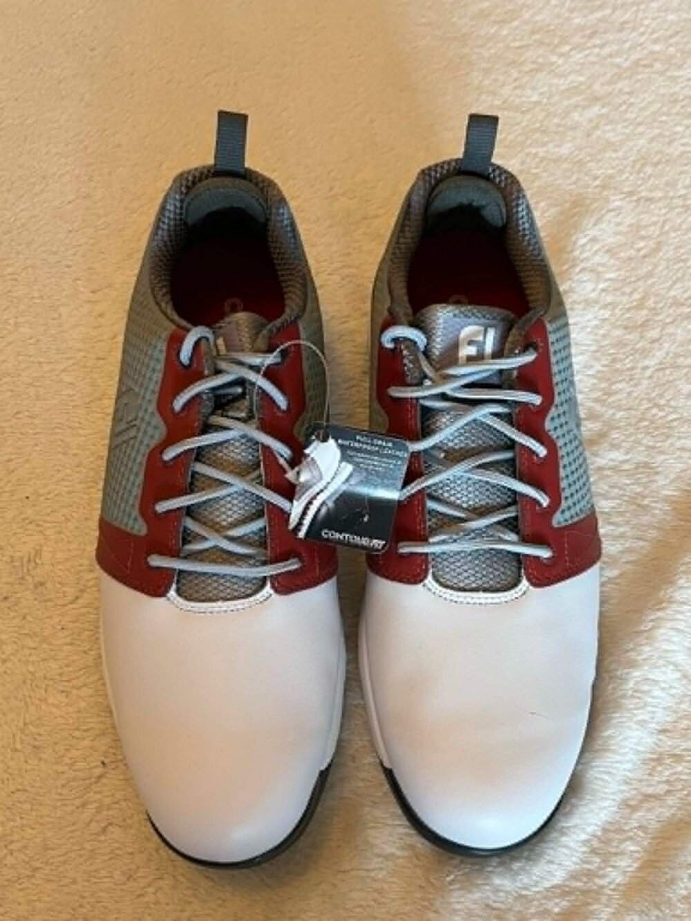 FootJoy Men's Contour Fit Golf Shoes White, Gray and Burgundy size 9M